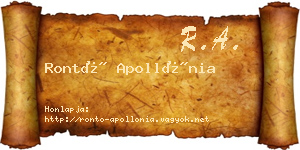 Rontó Apollónia névjegykártya